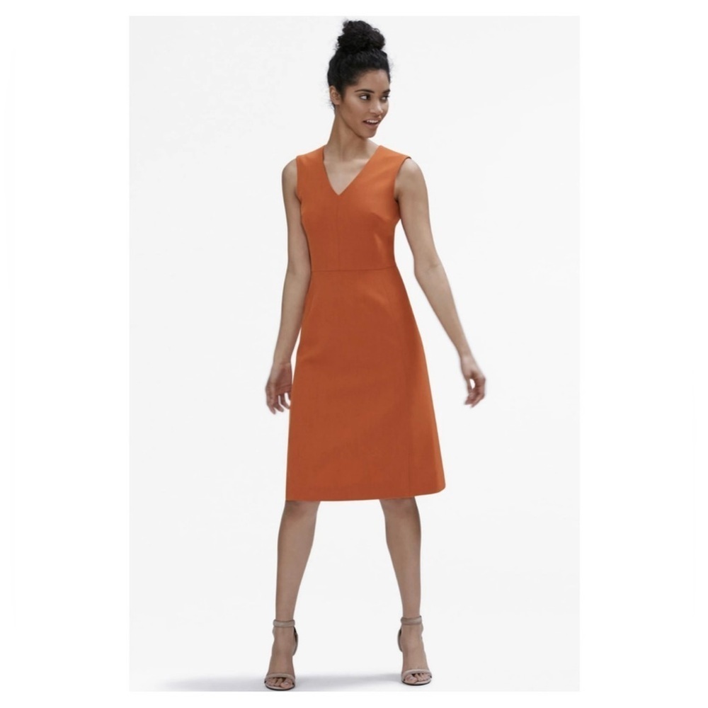 MM Lafleur Pumpkin Persimmon The Annie A-line Shift Midi Dress Size 8